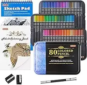 Shuttle Art 80 Colours Professional Colouring Pencils, Soft Core Coloured Pencil Set with 1 Colouring Book,1 Sketch Pad, 2 Sharpener, 1 Pencil Extender, Perfect for Artists Adult Beginners Drawing