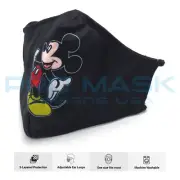Mickey Mouse Face Mask Fabric 3 Layered Reusable Washable Adjustable Comfy