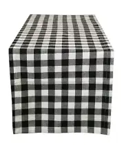 Cotton Table Runner Checkered Black & White