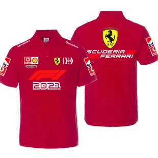 FERRARI 2022新款f1賽車服+法拉利車隊f1賽車服+夏季中性短袖polo衫