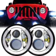 7" LED Chrome Headlights Hi/Lo Beam With DRL For Jeep Wrangler JK TJ LJ 2Pcs
