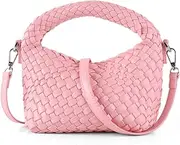 [Hnycinj] Women Woven Leather Handbag, Handmade Small Shoulder Crossbody Bag, Lightweight Clutch Top Handle Tote Bag