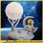 Astronaut Moon Night Light Rechargeable Spaceman Ornaments Stepless Dimming (B)
