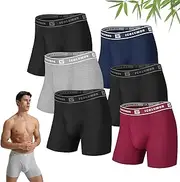 [IGOLUMON] Mens Underwear Boxer Briefs 6 Pack Breathable Boxers for Men Soft Tagless Underwear Trunks with Fly