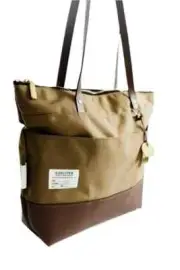 R.Riveter Harriet Canvas & Leather Shopper Tote 834544 Wheat, Army