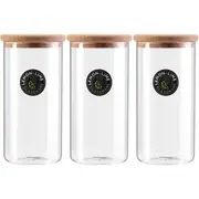 3x Lemon & Lime Stockholm Glass Canister 1.3L Cork Lid Kitchen Storage Container