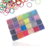 360 Pcs Small Hair Bands, Elastic Baby Hair Bands, Colorful Stretchy Ponytail Band, Seamless Hair Ties with Organizer Box, No Crease Hair Band for Women,girl