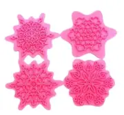 4 PC Set Snowflake Flower Impression Stamps - Bakell Cake and Decorating tools