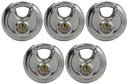 NEW 5-PACK PACLOCK 70mm Stainless Steel Disc Padlock 6-Pin Cylinder Storage Lock