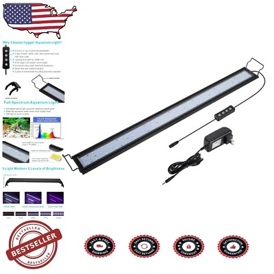 20W Full Spectrum LED Aquarium Light for 30-36 Inch Tanks with Adjustable Bra...