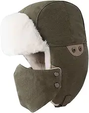 [TOGEVAL] Beanie Hats for Women Men Cold-Weather Protection Hat Ear Flaps for Autumn Olive Green
