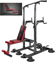 Power Tower Pull Up Dip Station with Adjustable Dumbbells Bench for Home Gym Strength Training Fitness Equipment, Bearing Capacity 1200LBS