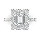3.90 Emerald Halo Promise Engagement Bridal Wedding Ring 14k White Solid Gold