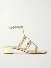 [Aquazzura] Aquazzura - 35 Infinity Mirrored-leather Sandals - Shiny gold - IT38 IT 38 Gold
