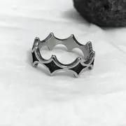 Star Stainless Steel Ring Black & Silver - 6