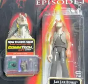 STAR WARS JAR JAR BINKS with Bungan Battle Staff Hasbro CommTech Chip 1998 Seal