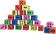 Qidiwin EVA Foam Dices, Colorful Dot Foam Dice for Kids, Building Toys,Educational Toys, Party Supplies, 6 Colors, 24 Pcs