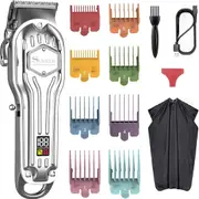 Surker Mens Hair Clippers Cordless Hair Trimmer Haircut & Grooming Kit For Men Beard Trimmer Rechargeable LED Display
