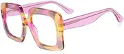 [LJTJTAV] Retro Oversized Square Acetate Big Frame Pattern Legs Glasses Frames Women Fashion Glasses