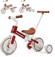 AmazingJoy Tricycle for Toddlers 10 Months+,Toddler Trike with Push Handle,6 in 1 Baby Balance Bike for 10 Months+ Girls,Kids Push Bikes Toys with Removable Pedal Birthday Gifts for Christmas