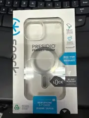 Speck Presidio Perfect-Clear MagSafe w/ClickLock Case iPhone 15 14 Plus (6.7")
