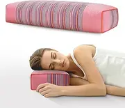 Buckwheat Pillow & Cervical Pillows for Sleeping（21x8x3inch） 100% Organic Coarse Cloth Package w Organic Buckwheat Hulls， Natural Cooling Technology and Relieve Cervical Pain. (Light Red)