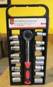 Sure Built 17 Pcs 1/2 Inch Drive Ratchet Socket Set, Metric And SAE
