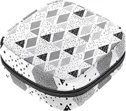 Period Bag,Sanitary Napkin Storage Bag,Black Gray White Geometry,Tampon Bag for Purse