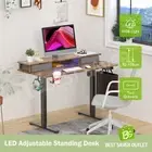 Electric LED Computer Standing Desk Sit Stand Up Table Height Adjustable Light