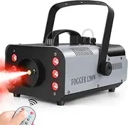 Fog Machine1200W Smoke Machine with 6PCS RGB LED 1L Capacity 30-40s Continuous Fog Party Smoke Machine 160m³/min Spray Distance 8m for Party Halloween Stage Effect