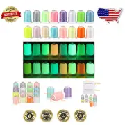 Vibrant 16-Color Glow in the Dark Polyester Thread Kit for Creative Embroidery