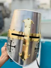 Medieval Templar Crusader Knight Helmet | Spartan Helmet| Silver Antique Helmet