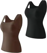 [BnMvF] Shamfreshen U Neck Shapewear Built-In Bra Tank,Womens High Support Tummy Control Shapewear Tank Tops with Bra