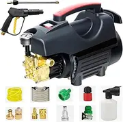 XCJump Electric High Pressure Washer Cleaner – 1958PSI Pressure, 10m Hose, Adjustable Spray Modes, Copper Motor, Self-Priming, Auto Shut-Off for Car, Home, and Outdoor Use (Black)