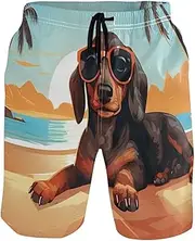 [senya] Men's Swim Trunks Pirates Treasure Map Beach Board Shorts Quick Dry