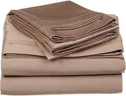 American Linen Adjustable King Bed Sheets Set 7 PCs Taupe Solid -100% Egyptian Cotton 1000 Thread Count-16 Inches Deep Pocket (Split-King)