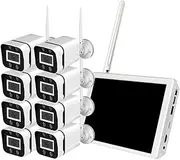 [Kvenland] 8X Wireless Security Camera System Set Rectangle WiFi 1080P Home CCTV with NVR Monitor Indoor Outdoor Night Vision Surveillance Recorder System