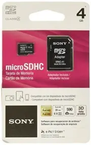 2 pack Sony 4GB MicroSD Micro SDHC Class 4 Memory Flash SD Card with SD Adapter