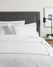 Melange Home 300 Thread Count Percale Single Embroidered Stripe Duvet Set