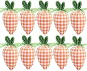 10PCS Bags with Drawstring, Carrot Shaped Velvet Easter Treat Bags for Candy Chocolate Baskets Egg Hunt Party Favors Supplies Decoration (Orange Plaid Carrot)