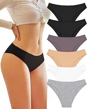 [BeReady] Cotton Underwear Women's Stretch Briefs Women's Cotton Low Waist Hipster Panties Women's Comfortable Bikini Multipack Pack of 6