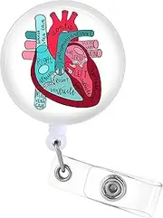 Plifal Badge Reels Holder Retractable with ID Clip for Nurse Name Tag Card Heart Cardiac Anatomy Cardiology Nursing Doctor Medical Work Office Alligator Clip ZJK-092320
