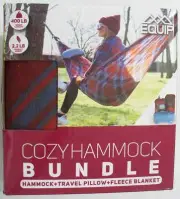 EQUIP Cozy Hammock Bundle -Hammock+Travel Pillow+Fleece Blanket - Blue/Red Plaid