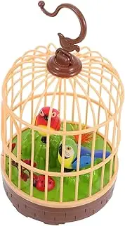 Interactive Sound-Activated Bird Cage Toy Chirping Birds Kids Educational Toy Realistic Bird Sounds Small Parrot Toy for Toddlers