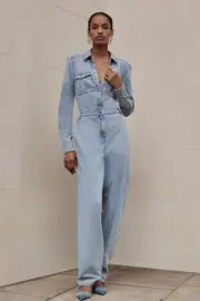 Denim Long Sleeve Jumpsuit