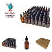 2oz Amber Glass Dropper Bottles 60mL with Tapered Glass Droppers - Pack of 80