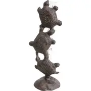 LVD Cast Iron/Plastic Rain Gauge Turtles Home/Garden Decoration 8x20cm Brown