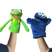 KERMIT + COOKIE MOSNTER 2 MUPPETS HAND GLOVE PUPPETS SESAME STREET MUPPET