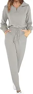 [ANRABESS] Women's Two Piece Outfits Sweater Sets Long Sleeve Zip Up Knit Pullover Jogger Pants Tracksuit 2024 Fall Lounge Sets