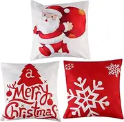 LIFKICH 3pcs Pillow Protector Christmas Couch Pillow Covers Decorative Xmas Pillow Cover Christmas Pillow Covers Flax